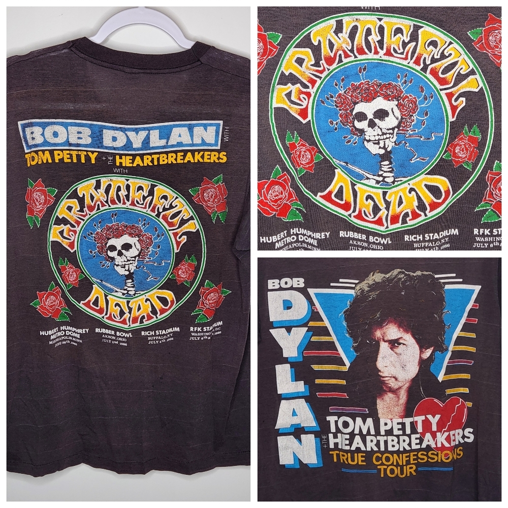 1986 Original Bob Dylan Tom Petty & The Heartbreakers Grateful Dead Tour Tee
